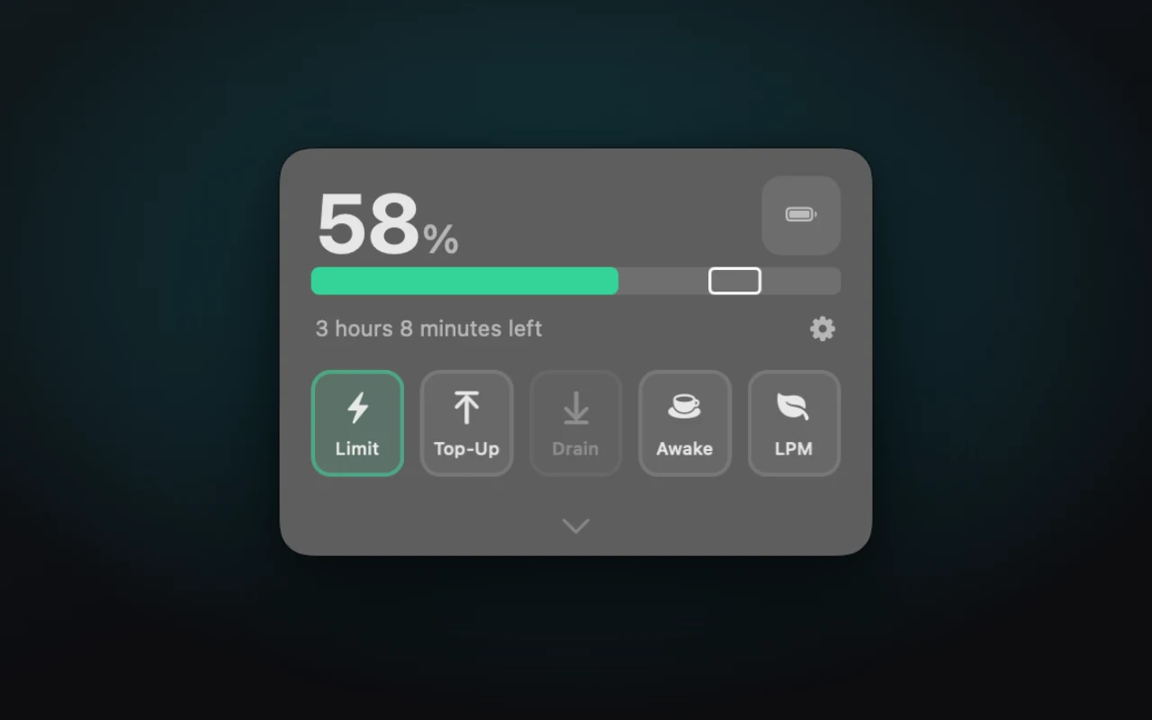 Aperçu de l'interface de BetterBattery